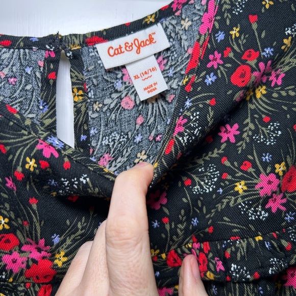 Cat & Jack Pink and Black Casual Sundress with Bishop Sleeves - Picture 2 of 3